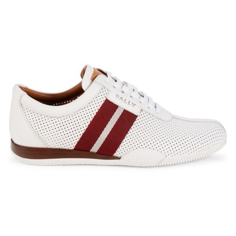 Bally Men's White and Red Sneakers